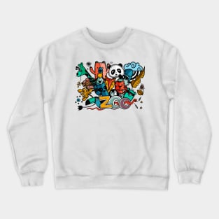 Zoo Doodle Animals Illustration Crewneck Sweatshirt